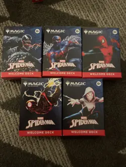 MARVEL SPIDERMAN Magic The Gathering WHITE GREEN RED BLACK Card Set Welcome Deck - Image 1