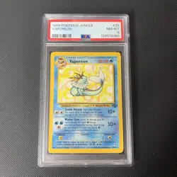 Pokemon TCG Vaporeon Jungle 28/64 Rare 1999 Wizards Base Set Non-Holo Card PSA 8 - Image 1