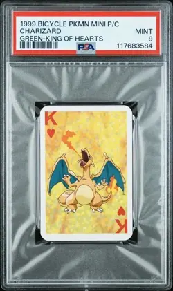 1999 BICYCLE POKEMON MINI PLAYING CARDS GREEN DECK CHARIZARD GREEN-KING OF HEART - Image 1