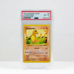 Pokemon game 1999 Base Set Charmander Non-Holo Shadowless 46/102 PSA 8 NM-MT - Image 1