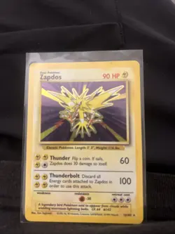Pokemon Card Unlimited Edition Holo Rare Base Set 1999 Zapdos 16/102 LP! - Image 1