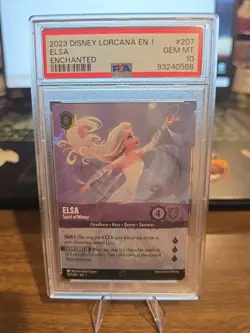 PSA 10 GEM MINT Elsa Spirit of Winter ENCHANTED Holo Lorcana Card 207/204 - Image 1