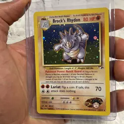 Brock’s Rhydon 2/132 Gym Heroes Holo Rare Vintage Pokemon Card - LP Nintendo - Image 2