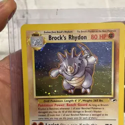 Brock’s Rhydon 2/132 Gym Heroes Holo Rare Vintage Pokemon Card - LP Nintendo - Image 3