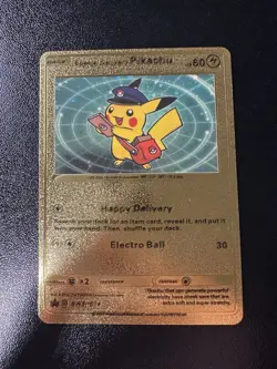 Special Delivery Pikachu - SWSH Black Star Promos, Gold Foil Card FanArt - Image 1