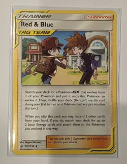 Tag Team Red & Blue 202/236 Pokemon Card 2019 Cosmic Eclipse NM - Image 1