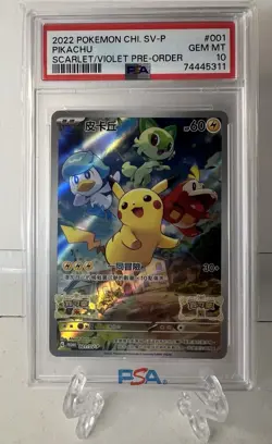 PSA 10 - Pikachu Chinese Promo 001/SV-P 2022 Pokemon Scarlet & Violet Pre-Order - Image 1