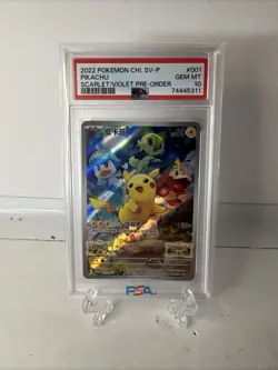 PSA 10 - Pikachu Chinese Promo 001/SV-P 2022 Pokemon Scarlet & Violet Pre-Order - Image 3