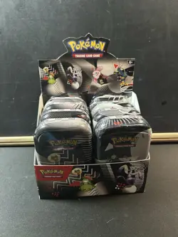 Pokemon TCG Black Bolt White Flare Mini Tins in Display Box Unova NEW Sealed x8 - Image 1