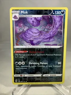 Muk 085/172 Reverse Holo Rare 2022 Pokemon Brilliant Stars LP - Image 1