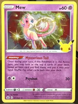 Pokemon Pokemon TCG Mew 011/025 Celebrations English Holo Rare Card - Image 1