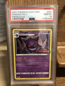 2022 POKEMON SWSH BSP GENGAR-HOLO PRERELEASE CARD#241 GEM MT PSA 10 - Image 1