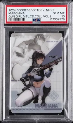 2024 GODDESS OF VICTORY: NIKKE GUN GIRL METAL CARD COLL VOL.2 MARCIANA PSA 10 - Image 1