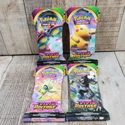 4 PACK Pokemon Cards Sword & Shield VIVID VOLTAGE Sleeved NEW 10 Cards Per Pack - Image 2