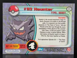 POKEMON 2000 TOPPS TV ANIMATION #93 HAUNTER NON HOLO CARD BLUE LOGO - Image 2