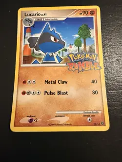 Pokemon TCG 2009 Lucario LV. 41 Rumble Stamp Card 12/16 LP/MP Condition - Image 1