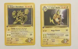 Pokemon TCG Lt. Surge's Raichu And Electabuzz 1st Ed Non Holo Rare LP-NM - Image 1