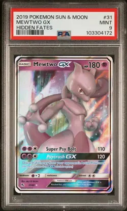 2019 POKEMON SUN & MOON HIDDEN FATES #31 MEWTWO GX PSA 9 - Image 1