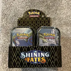Pokemon TCG: Shining Fates Mini Tin Display Box Open - (10-Tins) Factory Sealed - Image 2