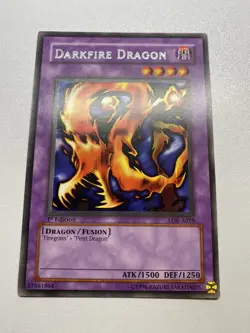 Yu-Gi-Oh! Darkfire Dragon Rare Australia Version 1st Edition LOB-A019 HP - Image 1