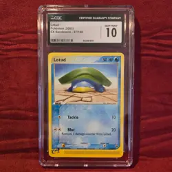 (POP 10) CGC 10 GEM MINT 2003 Pokemon Ex Sandstorm 67/100 Lotad Card - Image 1