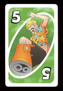 Sanji GREEN #5 Card ONE PIECE Mattel Original Japanese UNO Card Near Mint - Image 1