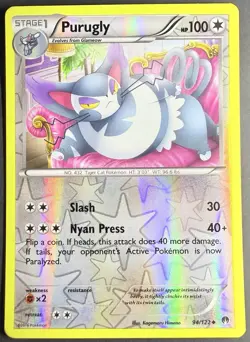 Pokemon TCG Purugly Reverse Holo BREAKpoint #94/122 Card￼ - Image 1