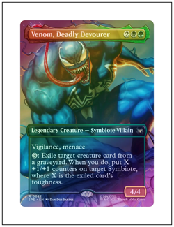 1x Venom, Deadly Devourer, Foil, Borderless Art, Spider-Man Marvel Magic MTG NM - Image 1
