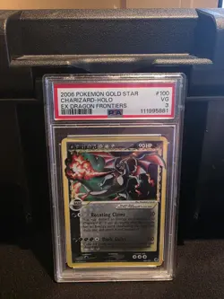 2006 POKEMON EX DRAGON FRONTIERS GOLD STAR #100 CHARIZARD-HOLO PSA 3 - Image 1