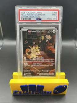 2025 POKEMON DESTINED RIVALS #203 TEAM ROCKET'S MEOWTH ILLUSTRATION RARE PSA 9 - Image 1