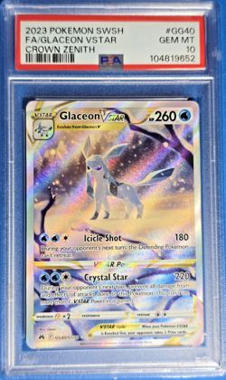PSA 10 Gem Mint 2023 Pokemon ~ Glaceon ~ Vstar - FA - Crown Zenith #GG40 - Image 1
