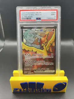 2025 POKEMON EN-DESTINED RIVALS ULTRA RARE TEAM ROCKET'S MOLTRES EX #208 PSA 9 - Image 1