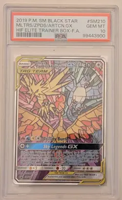 PSA 10 MOLTRES ZAPDOS ARTICUNO GX #SM210 HIDDEN FATE ETB PROMO SUN MOON POKEMON - Image 1