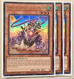 Yugioh! 3x Goblin Biker Boom Mach MP25-EN154 Ultra Rare 1st Ed NM - Image 1
