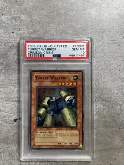 Yugioh Card 1st Ed Turret Warrior Super R PSA 10 Gem Mint, CRMS-EN001 2009 - Image 1