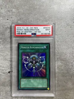 Yugioh Card 1st Ed Monster Reincarnation Super R PSA 9 Mint, RDS-EN045 2004 (1) - Image 1