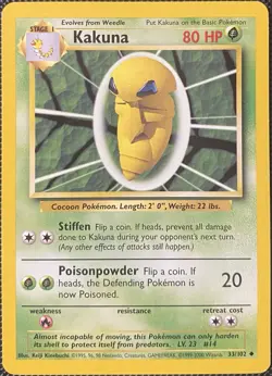 Kakuna 033/102 Base Set Regular - Pokemon Card - Image 1