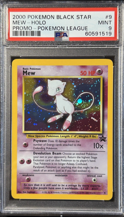 PSA 9 MINT Mew 2000 WOTC Black Star Promo 9 Holo League Pokemon Card - Image 1