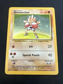 1999 Base Set Vintage Pokemon 2 Card Lot: Holo 1st Edition Machamp & Hitmonchan - Image 2