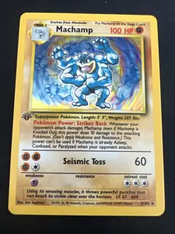 1999 Base Set Vintage Pokemon 2 Card Lot: Holo 1st Edition Machamp & Hitmonchan - Image 4