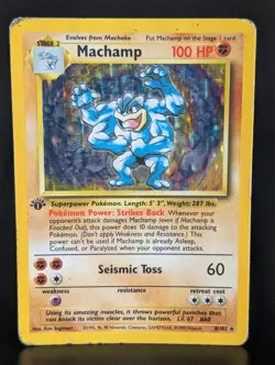 MACHAMP 8/102 1999 BASE SET HOLO POKEMON CARD 1st FIRST EDITION - Image 1