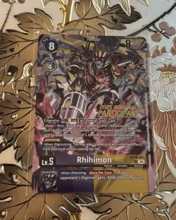 Digimon Card Game Rhihimon BT18-081 Promo 2025 Regionals Participant AUC - Image 1