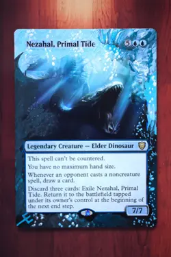 Nezahal, Primal Tide *Magic Altered Hand Painted Extended Art* MTG by Erich - Image 1