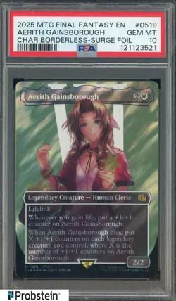 2025 MTG Final Fantasy EN Borderless Surge Foil #0519 Aerith Gainsborough PSA 10 - Image 1
