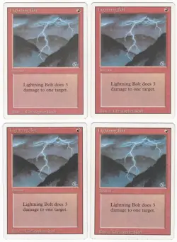 MTG 4X Lightning Bolt ~ NM/LP Playset ~ Revised 3rd Edition Vintage 1994 English - Image 1