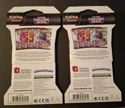 2 Sealed Pokemon SWSH Chilling Reign Sleeved Booster Packs Lot - Image 2