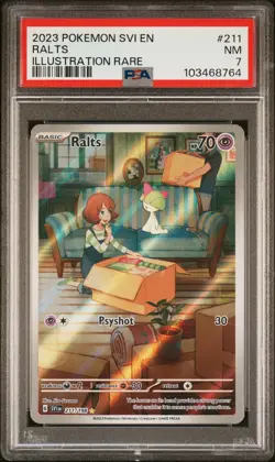 Pokemon - Scarlet & Violet Ralts Illustration Rare 2023 211/198 PSA 7 - Image 1