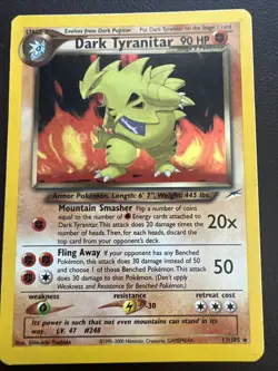 Pokemon TCG Dark Tyranitar Neo Destiny Holo Rare Card Lightly Played 11/105 - Image 1