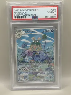 2023 POKEMON PAR EN-PARADOX RIFT ILLUSTRATION RARE #204 GARBODOR PSA 10 - Image 1