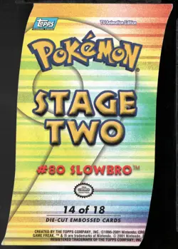 2001 Topps Pokemon Topps Johto League Champions Die Cut Embossed #14 Slowbro - Image 2